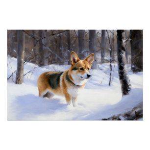 Corgi Let It Snow Christmas Poster