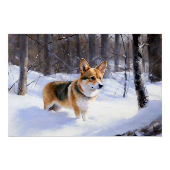Corgi Let It Snow Christmas Poster (Front)