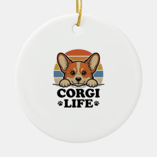 Corgi Life Shirt Vintage Engraving Dog Lover Art_1 Ceramic Tree Decoration