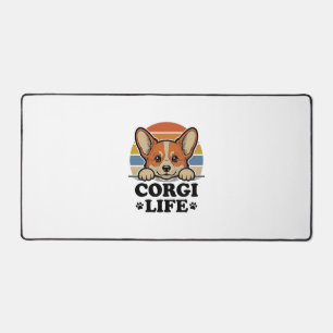 Corgi Life Shirt Vintage Engraving Dog Lover Art_1 Desk Mat