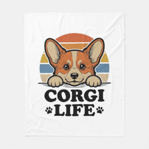 Corgi Life Shirt Vintage Engraving Dog Lover Art_1 Fleece Blanket