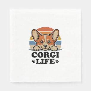Corgi Life Shirt Vintage Engraving Dog Lover Art_1 Napkin