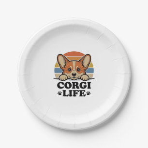 Corgi Life Shirt Vintage Engraving Dog Lover Art_1 Paper Plate