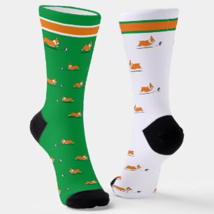 Corgi Life   Women Socks   Red   Green