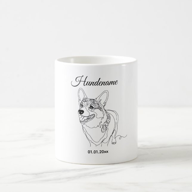 Corgi Line Art personalized dog Coffee Mug (Center)