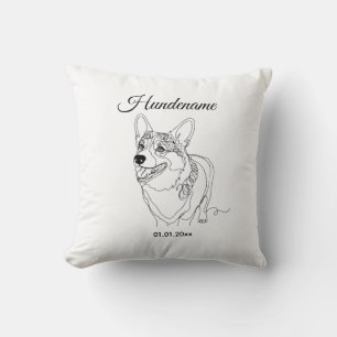 Corgi Line Art personalized dog Cushion