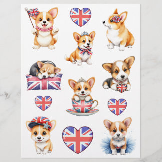 Corgi London Collage Scrapbook Paper