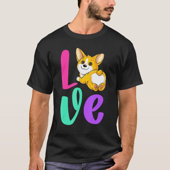 Corgi Love Retro Pink Teal Purple Dog Lover Women  T-Shirt (Front)