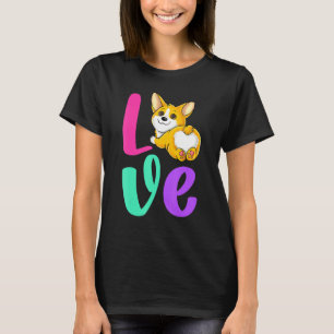 Corgi Love Retro Pink Teal Purple Dog Lover Women T-Shirt