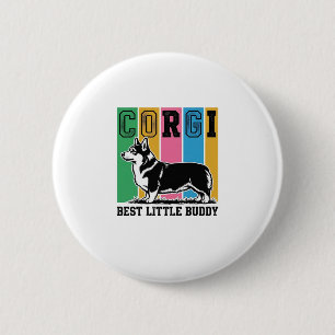 Corgi Love Shirt Vintage Engraving Dog Silhouette_ 6 Cm Round Badge