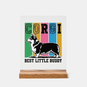 Corgi Love Shirt Vintage Engraving Dog Silhouette_ Acrylic Sign