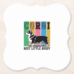Corgi Love Shirt Vintage Engraving Dog Silhouette_ Paper Coaster