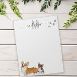 Corgi Love Watercolor Monogram Personalized  Notepad<br><div class="desc">This design may be personalized in the area provided by changing the photo and/or text. Or it can be customized by clicking Personalize this Template and then choosing the click to customize further option and delete or change the color of the background, add text, change the text color or style,...</div>