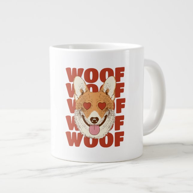 CORGI LOVE woof Large Coffee Mug (Front Right)