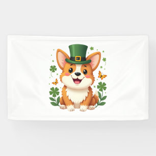 Corgi Lover Shamrock Happy St Patricks Day Banner