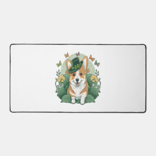 Corgi Lover Shamrock Happy St Patricks Day Desk Mat