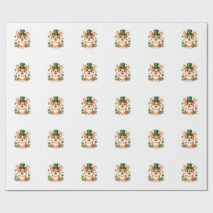 Corgi Lover Shamrock Happy St Patricks Day Wrapping Paper