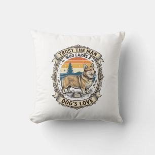 Corgi Lover Shirt Vintage Dog Dad Engraving Design Cushion