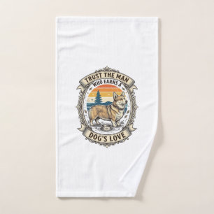 Corgi Lover Shirt Vintage Dog Dad Engraving Design Hand Towel