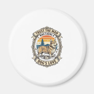 Corgi Lover Shirt Vintage Dog Dad Engraving Design Magnet