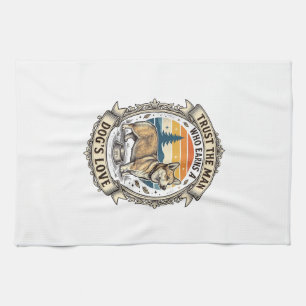 Corgi Lover Shirt Vintage Dog Dad Engraving Design Tea Towel