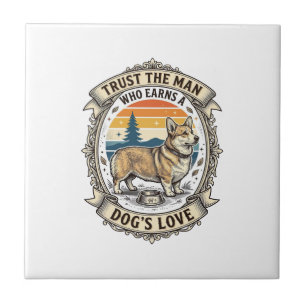 Corgi Lover Shirt Vintage Dog Dad Engraving Design Tile