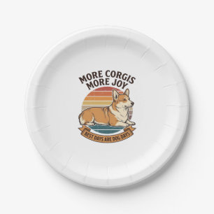 Corgi Lover Shirt Vintage Engraving Dog Quote Desi Paper Plate
