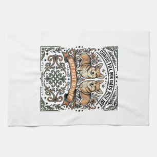 Corgi Lover Shirt Vintage Engraving Funny Dog Desi Tea Towel