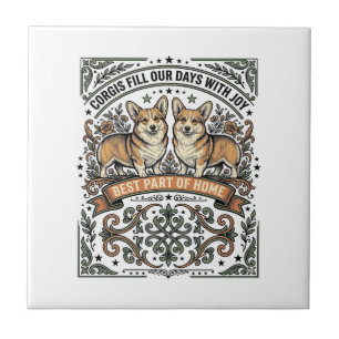 Corgi Lover Shirt Vintage Engraving Funny Dog Desi Tile