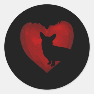 Corgi Lovers Heart Valentine Day Gifts For Couple Classic Round Sticker