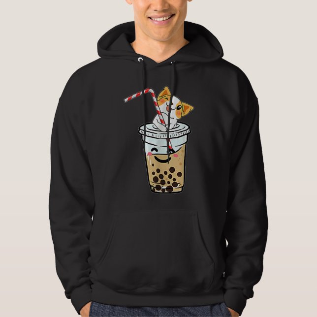 Corgi Loves Bubble Tea Hoodie (Front)