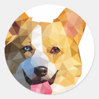 Corgi Low Poly Art Classic Round Sticker