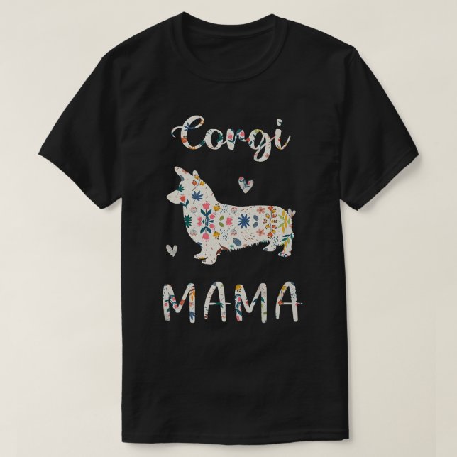 Corgi Mama Floral Dog Mum Love-552 T-Shirt (Design Front)