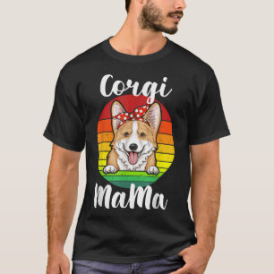 Corgi Mama Mum Red polka Retro Rainbow Dog lover T-Shirt