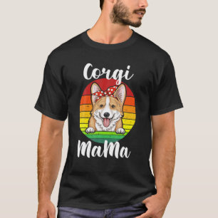 Corgi Mama Mum Red Polka Retro Rainbow Dog Lover T-Shirt