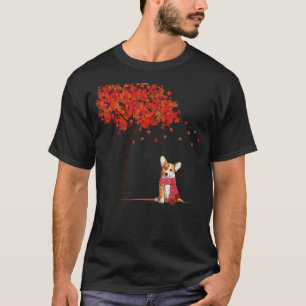Corgi Maple Tree Thanksgiving Day Cute Dog Fall Au T-Shirt