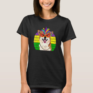 Corgi Mardi Gras Party Dog Mask Beads 1 T-Shirt