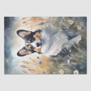 Corgi Meadow Magic: A Floral Decoupage Delight Tissue Paper
