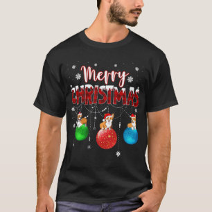 Corgi Merry Christmas Cute Plaid Leopard Corgi Dog T-Shirt