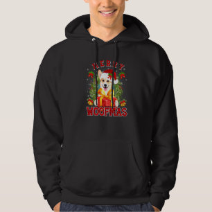 Corgi Merry Xmas Woofmas Xmas Lights Santa Hat Hoodie
