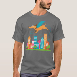 Corgi Mied Breed Mutt brown dog puppy superdog fly T-Shirt