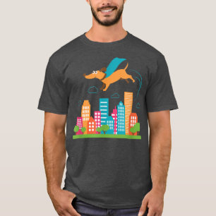 Corgi Mied Breed Mutt brown dog puppy superdog fly T-Shirt