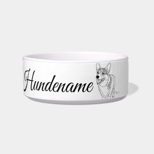 Corgi Minimalist Line Art personalized food bowl