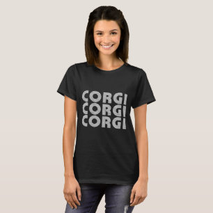 Corgi Modern White Text T-Shirt