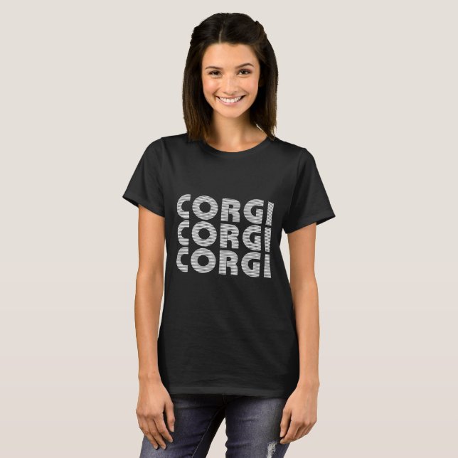 Corgi Modern White Text T-Shirt (Front Full)