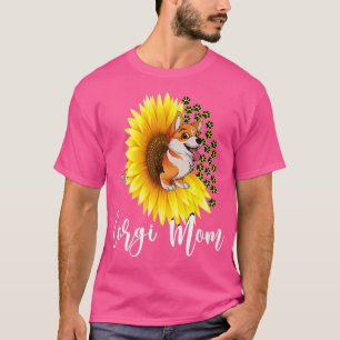 Corgi Mom Cute Corgi Dog Sunflower Pet Flower Love T-Shirt