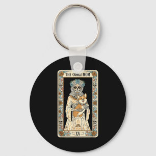 Corgi Mom Tarot Card Skeleton Dog Lover Soky Hallo Key Ring