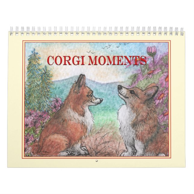 Corgi Moments Wall Calendar – Whimsical Dog Art (Cover)