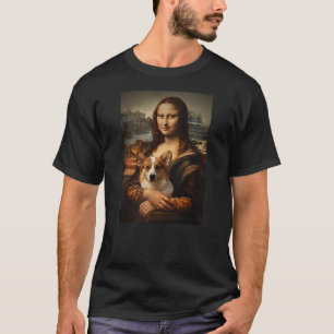 Corgi Mona Lisa Painting Art Dog Mom Dad T-Shirt