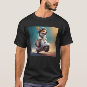 Corgi Moped Bike Road Trip Speed Adventure Dogs T-Shirt